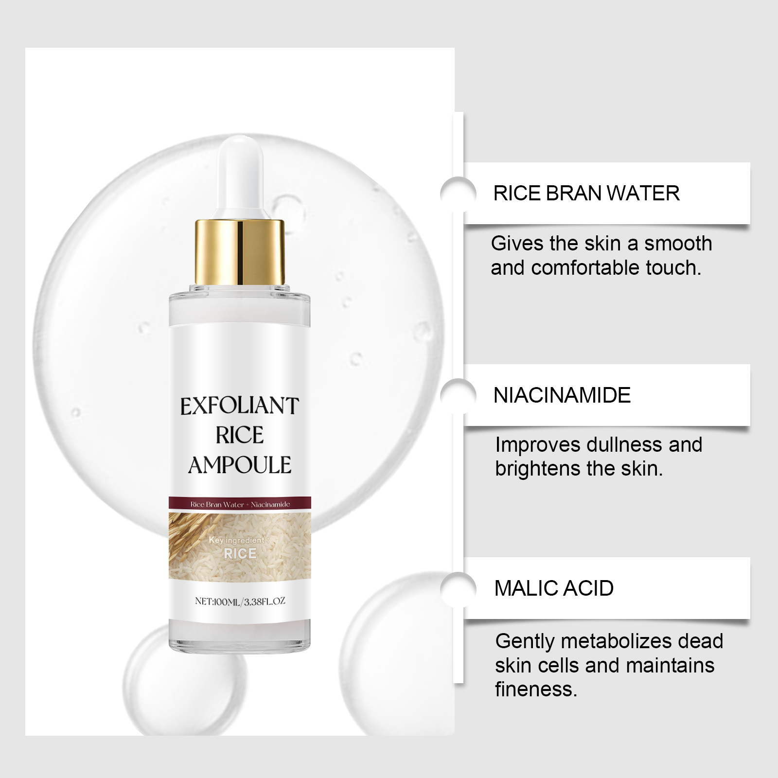 Rice Exfoliating Ampoule Facia - Skincare Niacinamide ulasan dan harga