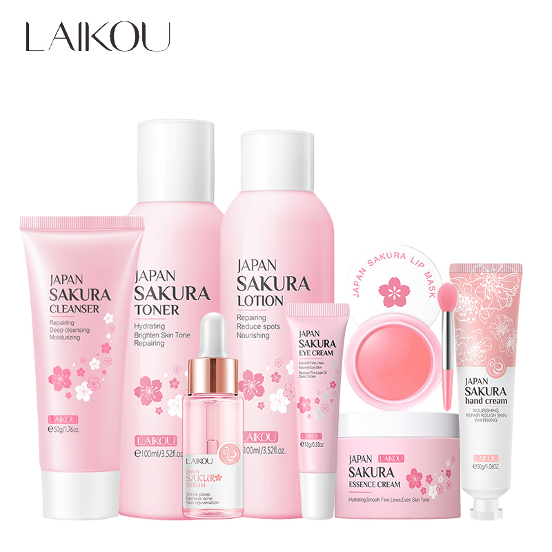 LAIKOU 8Pcs Sakura Facial Skin - Skincare Niacinamide ulasan dan harga